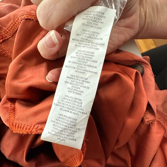 NWT Boohoo Rust Utility Cargo Belted Jumpsuit Tapered Leg Front Safari Pocket 7 - Picture 12 of 16